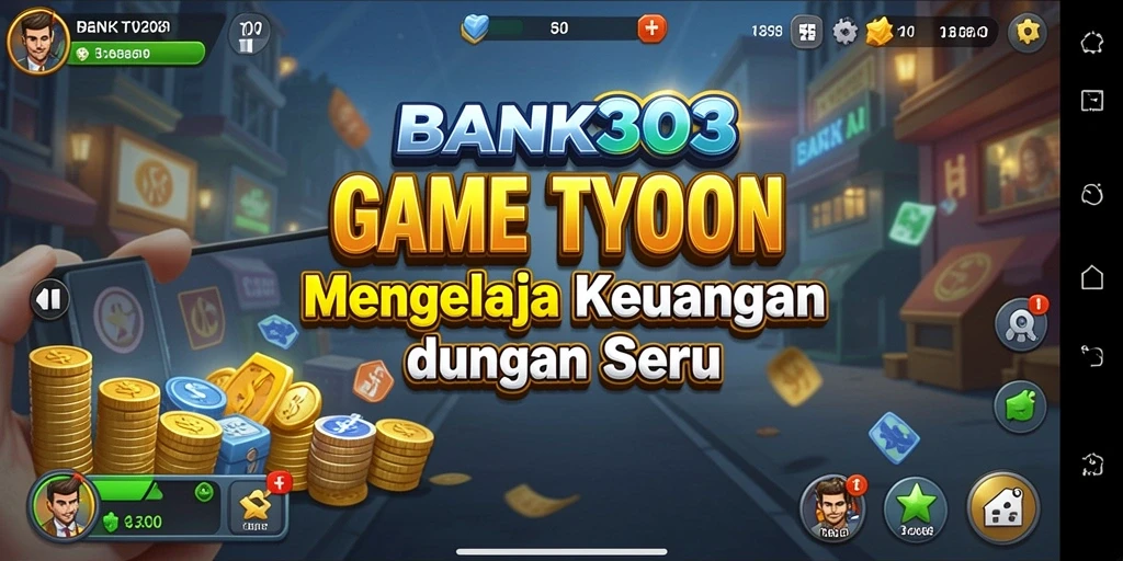 Tampilan gameplay BANK303 yang menarik dan mendidik tentang manajemen bank.