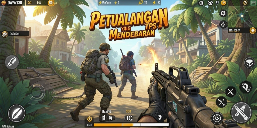Screenshot utama DAYA138 menampilkan aksi pertarungan intens di TPS.