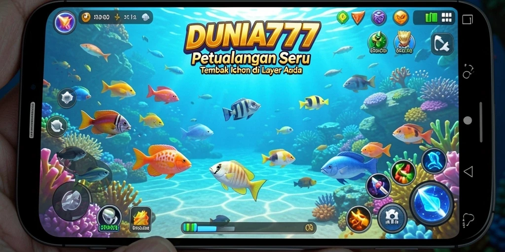 Screenshot menampilkan aksi seru Tembak Ikan di DUNIA777.