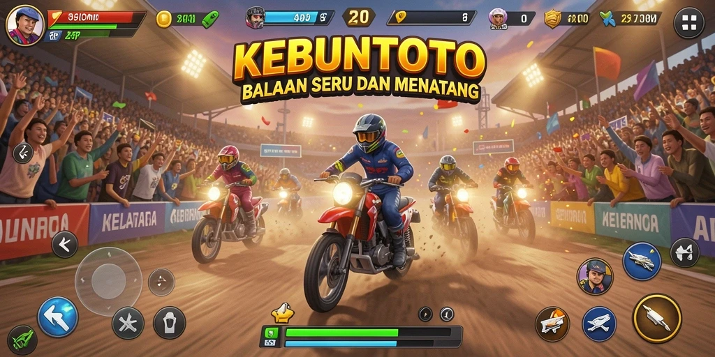 Gameplay KEBUNTOTO yang seru dan menegangkan saat balapan.
