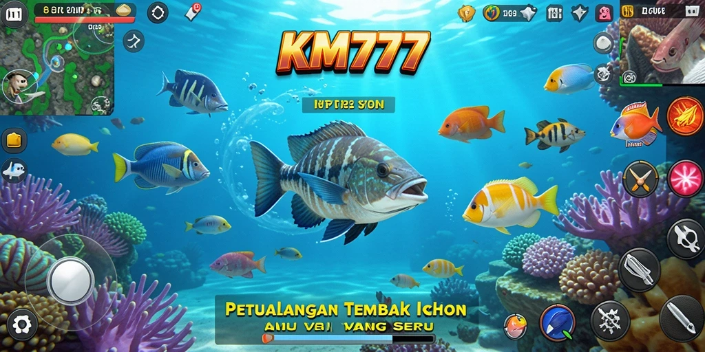 Screenshot menunjukkan gameplay seru dalam Tembak Ikan KM777.