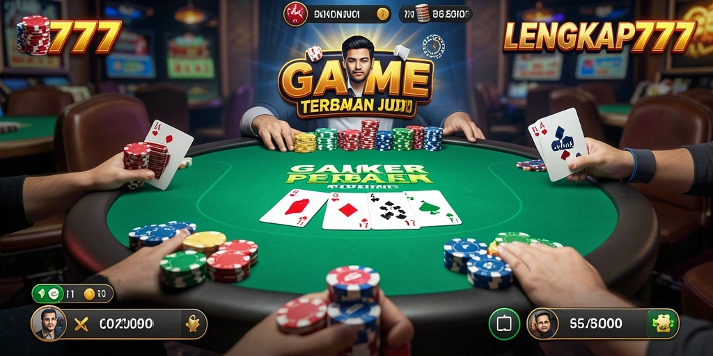 Tampilan gameplay menegangkan di LENGKAP777 saat pertandingan Poker berlangsung.