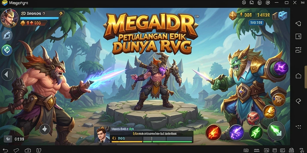 Screenshot utama MEGAIDR menampilkan aksi bertempur yang epik.