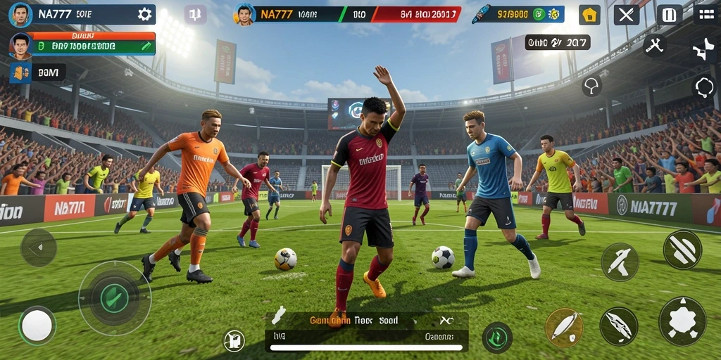 Screenshot utama NA777 menampilkan aksi mendebarkan dalam pertandingan olahraga.