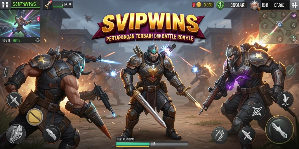 Tangkapan layar permainan SVIPWINS menampilkan aksi seru dalam Battle Royale.